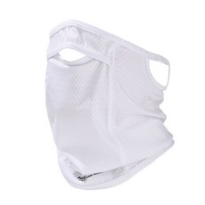 新騎行冰絲麵罩護頸戶外防曬掛耳麵巾夏季薄款加長多功能防護脖套, 1個, 波浪掛耳麵罩【白色】