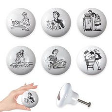 Lasyman빈티지세면대세탁실서랍손잡이세라믹캐비닛가구손잡이장식및손잡이6개세트3.8x3.8cm1.5x1.5인치122597, Lasyman빈티지세면대세탁실서랍손잡이세라믹캐비닛가구손