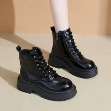 style dr 여성 앵클부츠 패션 워커 발편한 가죽 통굽부츠 하이 6cm