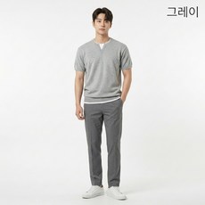 남성 여름 니트 반팔 티셔츠 루즈핏 레이어드 룩 가짜 투피스 디자인 기본티