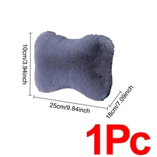 1Pc 겨울 자동차 목 베개 플러시 좌석 휴식 탄성 머리 받침 쿠션 컴포트 따뜻함 인테리어 액세서리, 01 빠른, 02 Grey-1Pc
