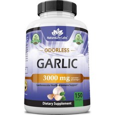 나투라라이프 랩스 더 높은 기준 무취 마늘 3000mg 체계 지원 소프트젤