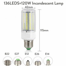 E27 E14 B22 LED 옥수수 전구 나사 총검 캡 SES 7W 12W 30W 45W 매우 밝은 165LED 150W 할로겐 램프 교체, 40W 136LEDs, Warm White, B22 220V, 1개