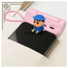 짱구는못말려 휴대용 도킹형 LED 보조배터리 5000mAh 2in1 c타입 8핀 동시충전