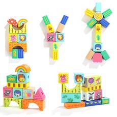 소근육 실꿰기 교구 장난감 원목 도형 블록 놀이+그릿커머스Shop, 빠른배송