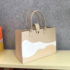 대용량 토트백 학생 직장인 데일리 펠트 가방 수납 쇼핑백, 카키, 1개