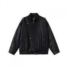 가죽자켓 남녀공용 스탠드칼라 오토바이 라이더 재킷 봄가을용 빈티지 스타일 PU 소재 내구성 좋은 숏 점퍼