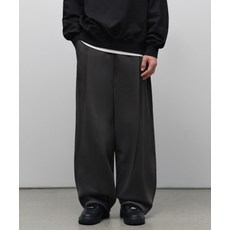 MUSINSA STANDARD 더블 니트 원 턱 와이드 라운지 스웨트 팬츠 [다크 그레이]