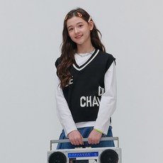 [오션스카이] [2color](본사직영)주니어 조끼 아동 사계절 여아 로고 니트 vest