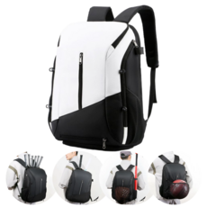 조이블리 다용도 축구 농구 배드민턴 테니스 스포츠 방수 백팩 가방, JB화이트블랙, 1개