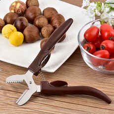 板栗開口器 家用剝板栗神器 剝生板栗刀 去皮十字開殼核桃夾子栗子夾, 板栗開口器【褐色】, 1個