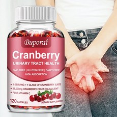 크랜베리 과일 25 000mg 함유 크랜베리 요로 건강 보조제는 면역 체계 건강과 심혈관 건강을 지원합니다., 3개, 60정