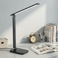 Airwit 스탠드 LED 조명 데스크 조명 무단계 밝기조절 학습 독서용, 블랙