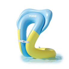 O 兒童U型泳圈游泳背心，多款造型充氣泳圈，安全舒適，讓孩子輕鬆享受水上樂趣, 藍黃, 1個