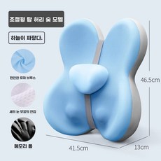 라벨리아 팡쿠 의자 등받이 쿠션 사무실 허리 받침대 메모리폼, 1개, D. pair.K 허리 조절스블루