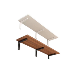 木質牆壁置物架 牆上置物架 層板 牆壁置物架 層架板 沾板架 壁掛層架 層架壁掛 木頭層架 書架, 胡桃色,60*20【兩支架】, 2層