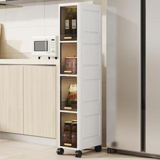 이동식 틈새 수납장 다용도 좁은폭 냉장고옆 세탁기옆 슬림 미니 수납장, 투명