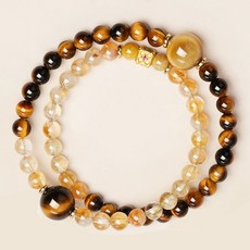 NUTRIVIO 호안석 팔찌 천연 원석 재물운 건강운 사업운 행운 염주 불교 팔찌 성공운 행운 액막이 황수정 더블 링 팔찌