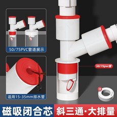 洗衣機下水管三通 磁吸閉合合芯 適用50/75mm管道, 1個, 新品【升級磁吸芯/排水更順暢】,【接單管-50/75管通用】彎通