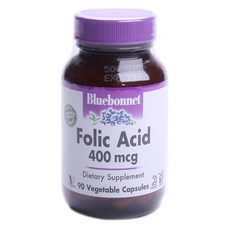 Bluebonnet 葉酸 400mcg 素食膠囊素食無糖無麩質, 1個, 90 件
