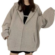 韓版寬鬆連帽外套 秋冬加絨素色拉鍊開襟 女款休閒穿搭