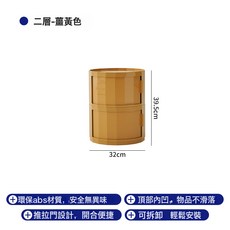 圓形床頭櫃北歐家用臥室簡約創意床邊櫃小型儲物收納櫃小櫃子, 1件, 2層 薑黃色:如圖所示