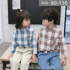 鹿拉拉 LU-LALA 韓版男女童長袖上衣襯衫，春秋中小童格子襯衫，現貨尺寸100，時尚舒適。