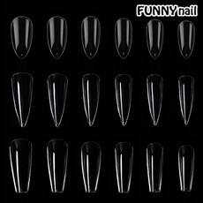 [퍼니네일] 네일연장 투명말랑팁 사이즈별 50pcs 스텔레토팁 아몬드팁 코핀팁, 1개, 스텔레토팁 50pcs - 5호
