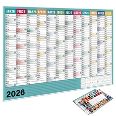 2026 대형 벽걸이 달력 할일 목록 일정 연간 플래너 연간 일일 달력 아젠다 오거나이저 365일 플래너 시트, 1개, 03 08