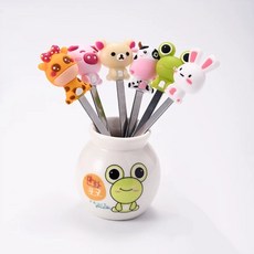 조하네샵 특별할인 귀여운 캐릭터 티포크 디저트 과일포크세트 프린세스 어벤져스 라인프렌즈 (세라믹포함), 동물, 1세트, 티포크6P+포크통