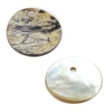 Bedazzlinbeads 50 Natural 15mm Flat Round Mussel Shell Drop Charm Beads with Iridescent Back