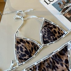 歐美新款豹紋比基尼分體套裝泳衣，性感三點式比基尼，海邊度假必備，展現火辣身材, 豹紋,s