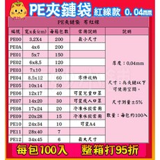 台灣製 整箱 PE 夾鏈袋 《 有紅線 》 00號 12號 台灣製 夾鍊袋 收納袋 分裝袋 收納 飾品袋 吉妙小舖, 1個, 8號 1箱(20包)