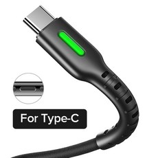 INIU C타입 USB 케이블 LED 고속 충전 휴대폰 충전기 데이터 USB C 코드 삼성기기 호환 샤오미 호환 미 레드미 화웨이 구글 LG 호환용 3., Black For Type C, 1m(3.3ft)