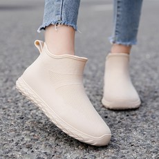 여성용 숏 레인부츠 외출용 플랫 방수 패션 스타일