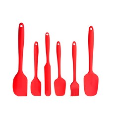 矽膠刮刀6件組 矽膠刮刀 抹刀 耐熱刮刀 烘焙刮刀 軟刮刀 奶油刮刀 奶油刷 脫模刀 烘焙用具, 紅色, 1個