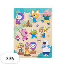 비앤씨 모여라 뽀로로 캠핑 판자석 판퍼즐, 3개, 10조각