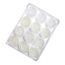 Yuzhiye 반원 진주 구형 진주 12종 세트 네일 파츠 진주 2mm 3mm 4mm 네일 아트 네일 디자인 레진 데코레이션 케이스 포함 (세트 B)