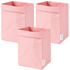 데일리쁘띠 페이퍼백 냉장고 정리 크라프트 다용도 바구니, 3개, 핑크