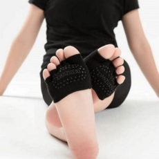 요가 양말 미끄럼 토삭스 하프 필라테스 양말 발가락 방지 스포츠토 스포츠 논슬립 발레 스판 그립 코튼, 베이지