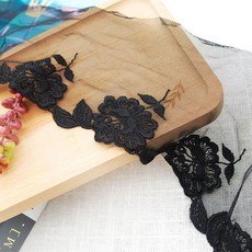 데코탑 망사자수레이스신상모음 블랙자수 핑크자수등 넓은폭레이스, 블랙모란, 1개