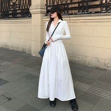 롱원피스 코디피셜 캠프씨 슬림긴팔집업상의 스윙스커트 원피스