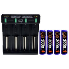 몬스터파워 18650 배터리 4개 4구 충전기 1개 세트 C타입 3000mAh