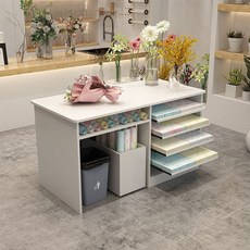 꽃집 작업대 꽃포장 테이블 작업다이 용 블랙 선반 원예 120x60x80cm 공방, E_화이트 책상 자가설치
