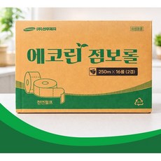 물에 잘 풀리는 에코린 점보롤 화장지 100% 천연펄프 16롤 2겹 휴지, 1박스, 250m
