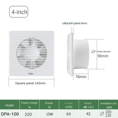 사일런트 배기 선풍기 환기구 레인지 후드 욕실 주방 4 인치 6/8 220V, 01 4inch, 01 AU