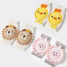 嬰兒爬行護膝蓋兒童防摔學走路寶寶爬行護膝夏季護肘加厚學步薄款, 小老虎+粉小兔+小黃鴨 -3雙裝, 1個