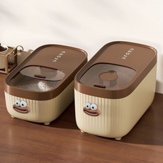 米桶 裝米桶 米缸 新款帶蓋白面廚房家用高檔米桶家用食品級密封帶刻度罐貓糧狗糧儲米桶 防, 奶茶粽【送笑臉+量米杯】20斤1個裝, 1個