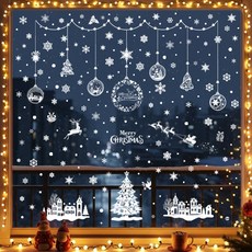 크리스마스 무접착제 창문 스티커 정전기 시트지, 화이트 크리스마스