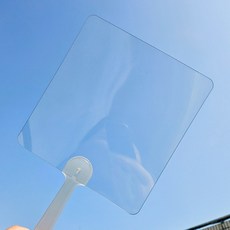 디자인월드 무지 투명 백색 만들기 손잡이 부채, 1개, 무지 투명패트 사각팬시